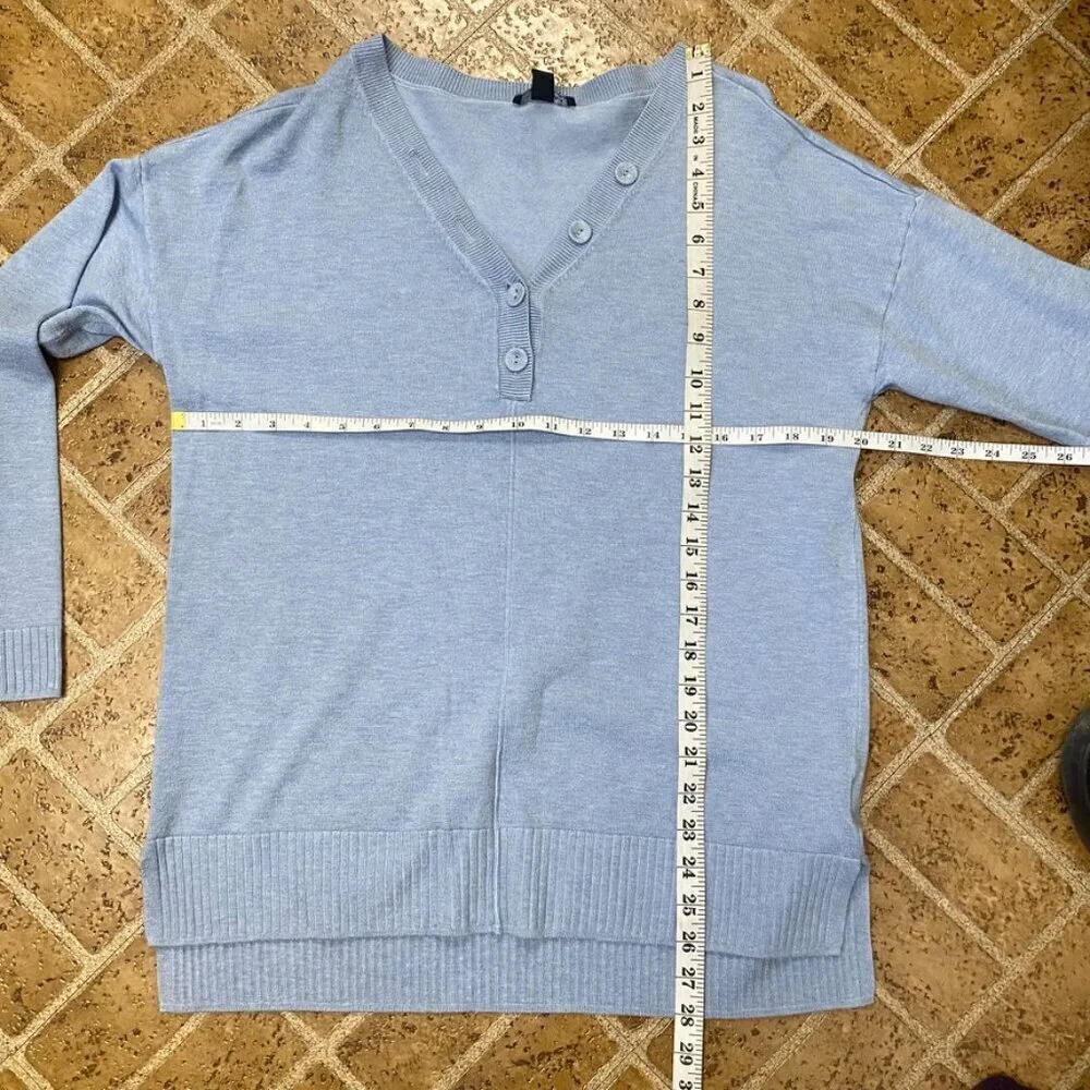 Tribal Blue V Neck Button Sweater